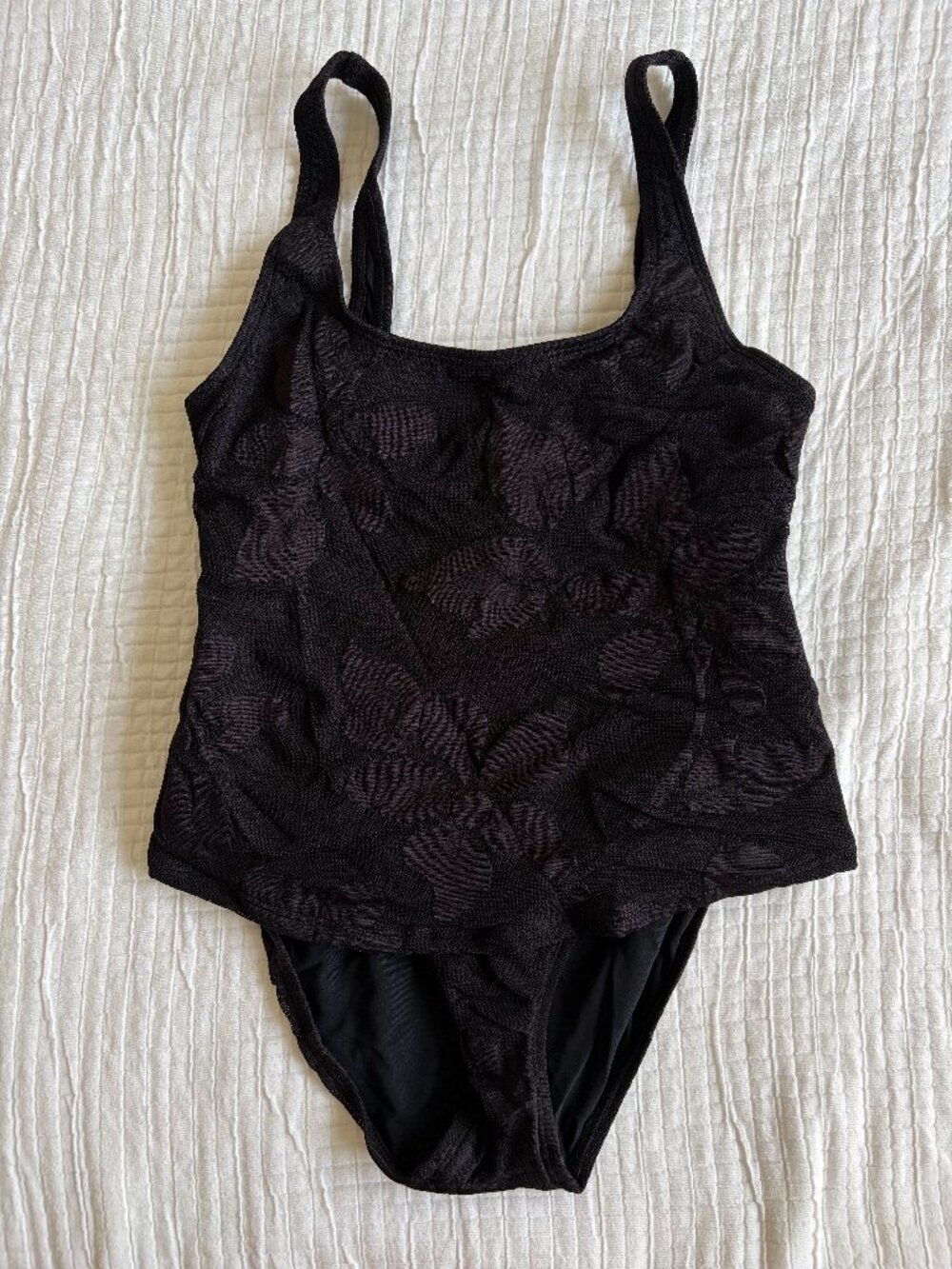 Vintage Cole of California Swimsuit Womens 10 Black Floral Jacquard Tankini Y2K